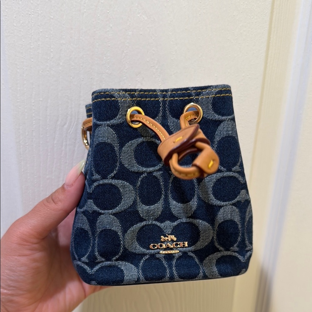 Coach Denim Drawstring Wristlet